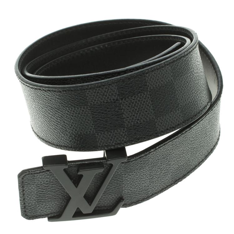 مملوكة مسبقًا Louis Vuitton Damier Ebene Graphite Canvas Initiales Belt 116 CM