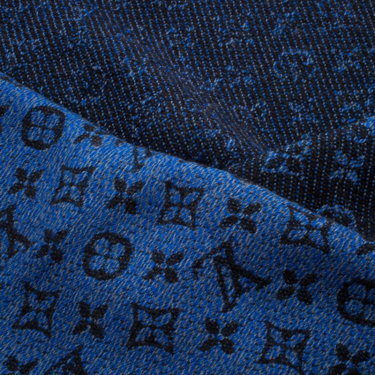 Pre Owned Louis Vuitton Blue Monogrammed Wool Persuasion Stole