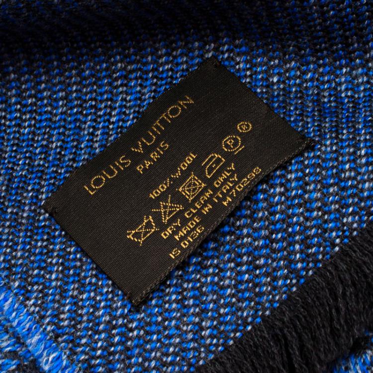 Pre Owned Louis Vuitton Blue Monogrammed Wool Persuasion Stole