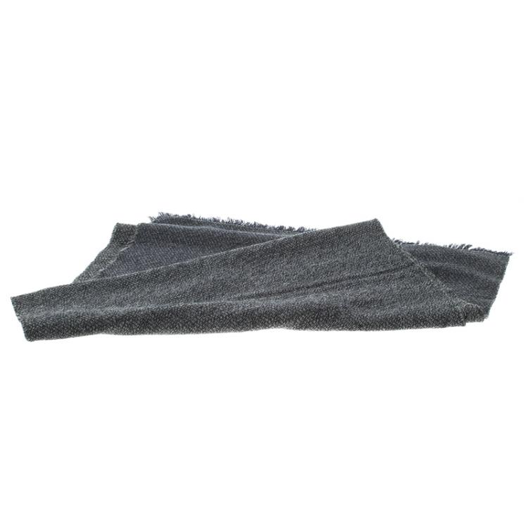 Pre Owned Louis Vuitton Navy Blue Monogrammed Wool Persuasion Stole