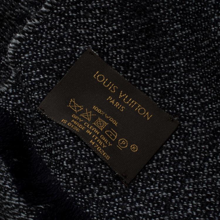 Pre Owned Louis Vuitton Navy Blue Monogrammed Wool Persuasion Stole