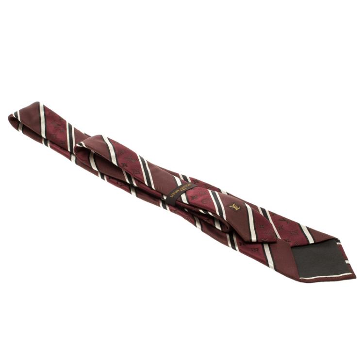 مملوكة مسبقًا Louis Vuitton Burgundy Monogram and Striped Silk Tie