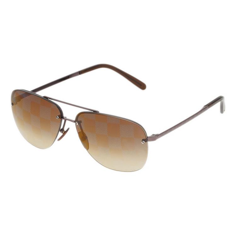 Pre Owned Louis Vuitton Brown Socoa Damier Aviators Sunglasses