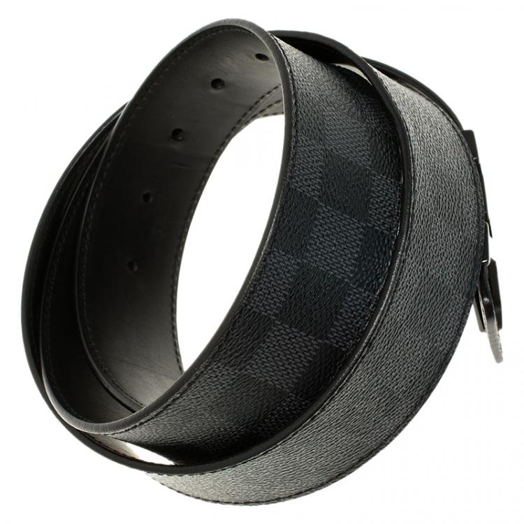 Pre Owned Louis Vuitton Damier Graphite Initials Belt 100CM