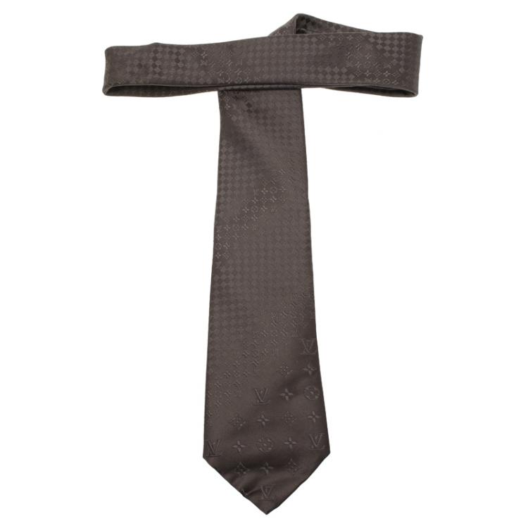 Pre Owned Louis Vuitton Brown Monogram Silk Tie 