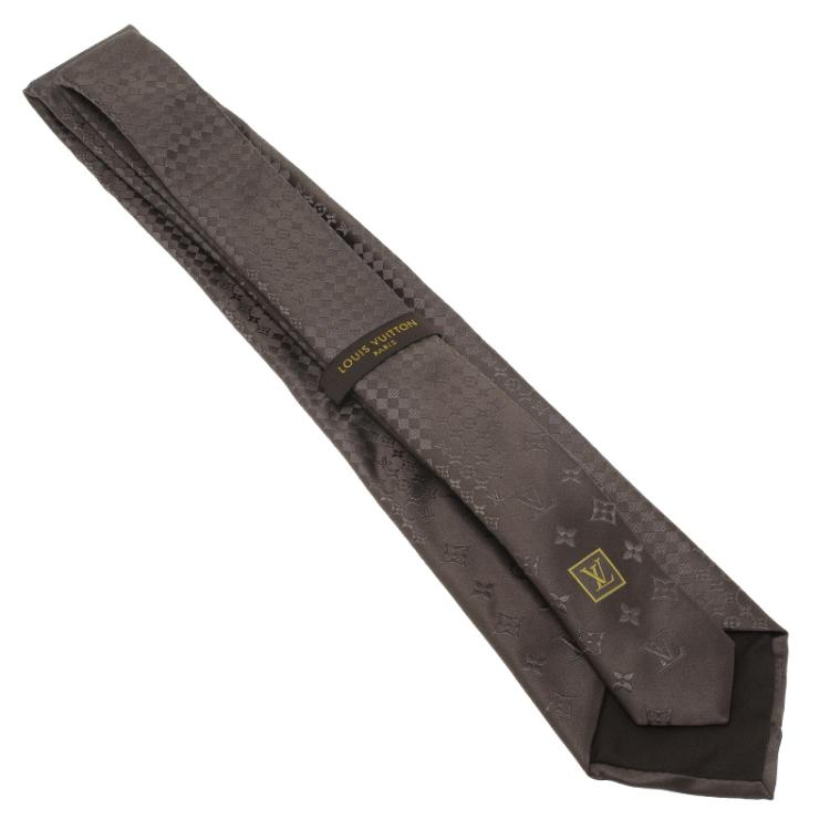 Pre Owned Louis Vuitton Brown Monogram Silk Tie 