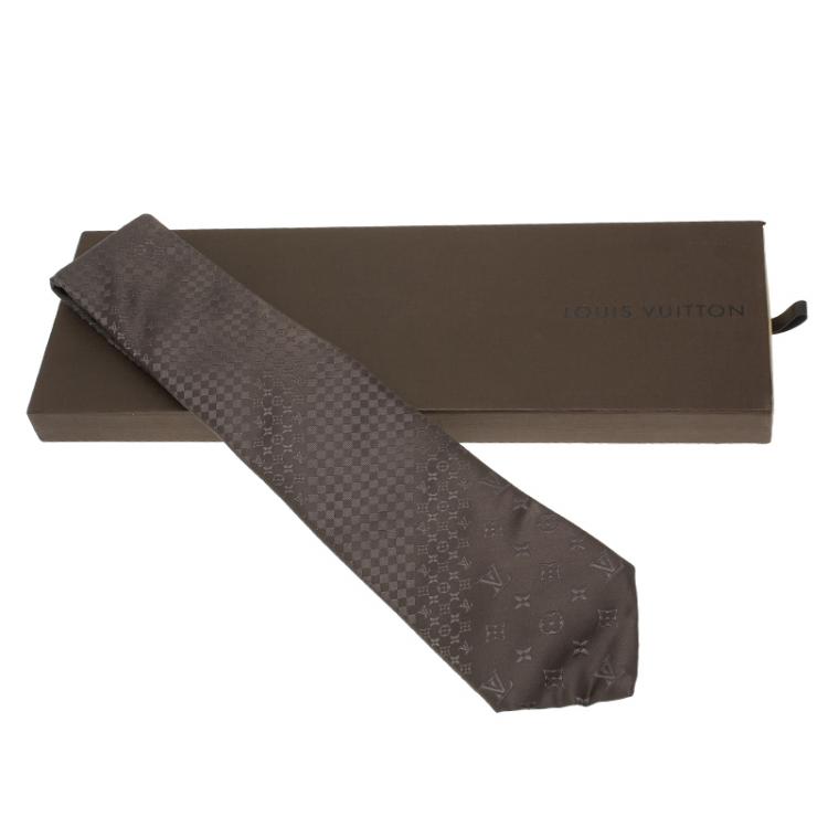 Pre Owned Louis Vuitton Brown Monogram Silk Tie 