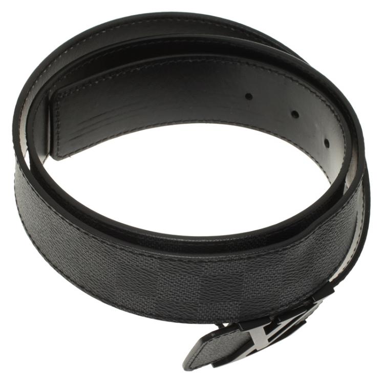 Pre Owned Louis Vuitton Damier Graphite Initials Belt Size 100 CM
