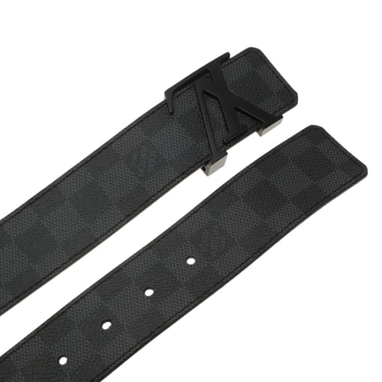Pre Owned Louis Vuitton Damier Graphite Initials Belt Size 100 CM