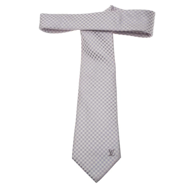 Pre Owned Louis Vuitton Purple Petit Damier Silk Tie