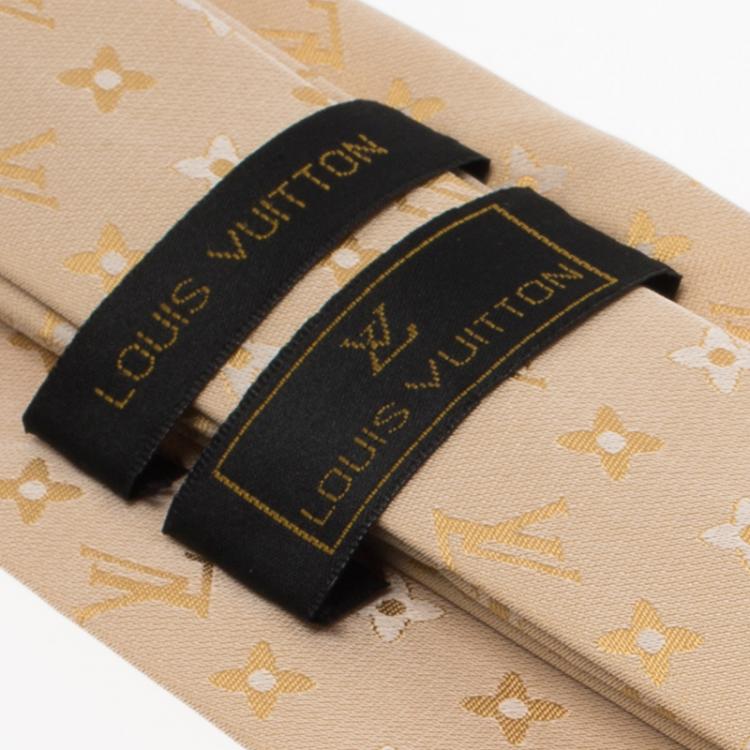 Pre Owned Louis Vuitton Beige Monogram Silk Tie
