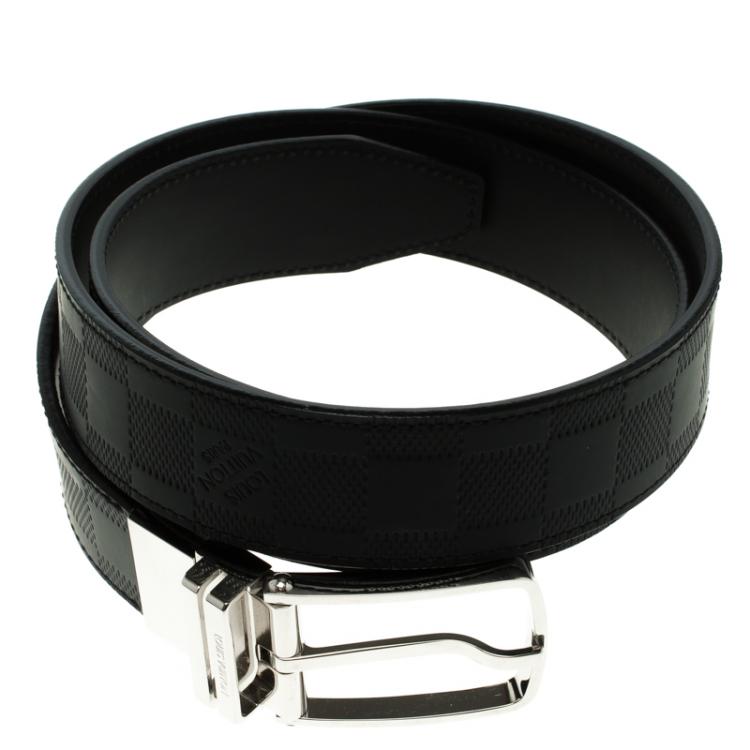 Pre Owned Louis Vuitton Damier Embossed Leather Reversible Boston Belt 90CM