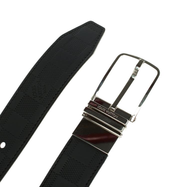 Pre Owned Louis Vuitton Damier Embossed Leather Reversible Boston Belt 90CM