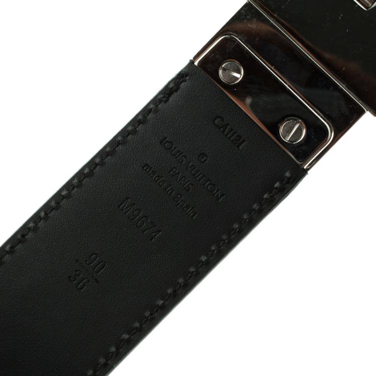 Pre Owned Louis Vuitton Damier Embossed Leather Reversible Boston Belt 90CM