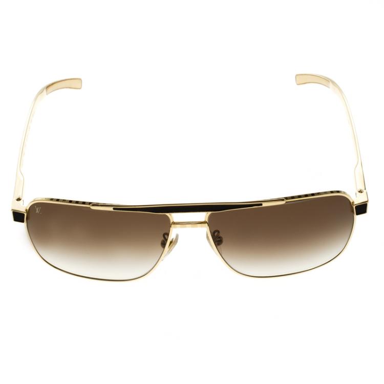 Louis Vuitton Gold Tone/ Grey Z1200W Nightlight Aviator Sunglasses Louis  Vuitton | The Luxury Closet