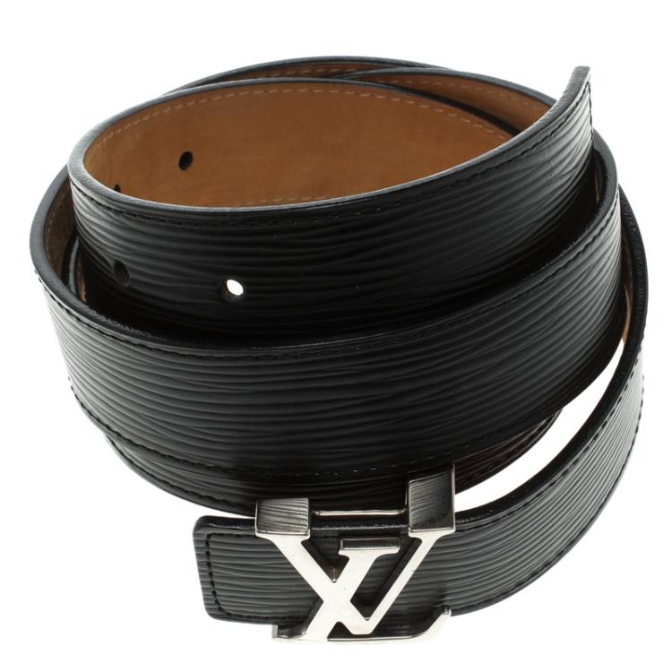 Pre Owned Louis Vuitton Black Epi Leather Initials Belt Size 95 CM