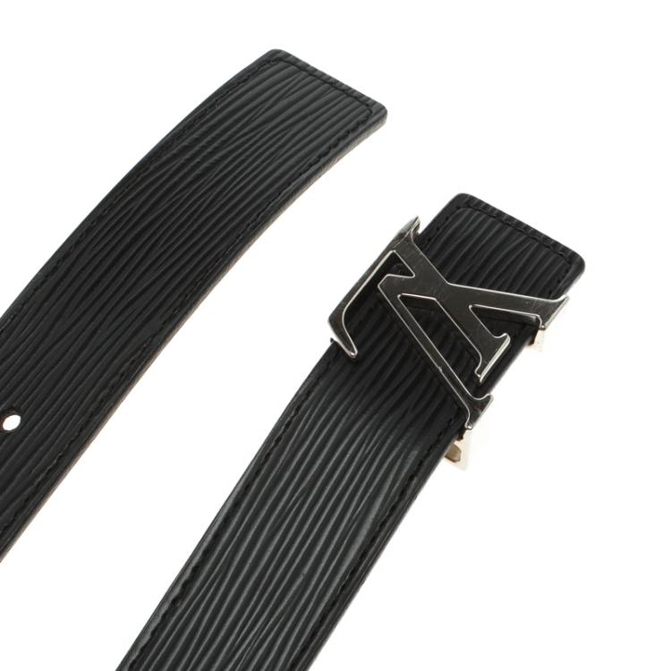 Pre Owned Louis Vuitton Black Epi Leather Initials Belt Size 95 CM