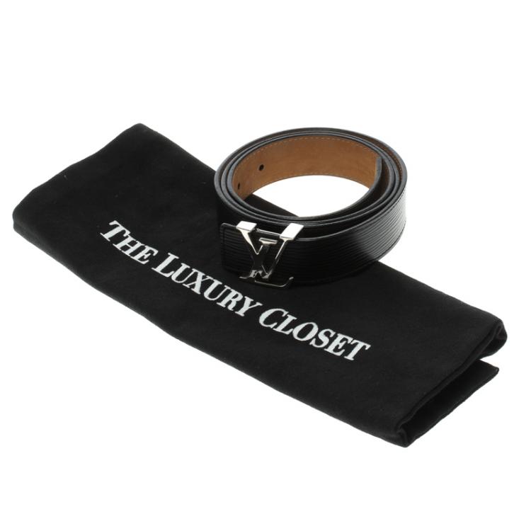 Pre Owned Louis Vuitton Black Epi Leather Initials Belt Size 95 CM