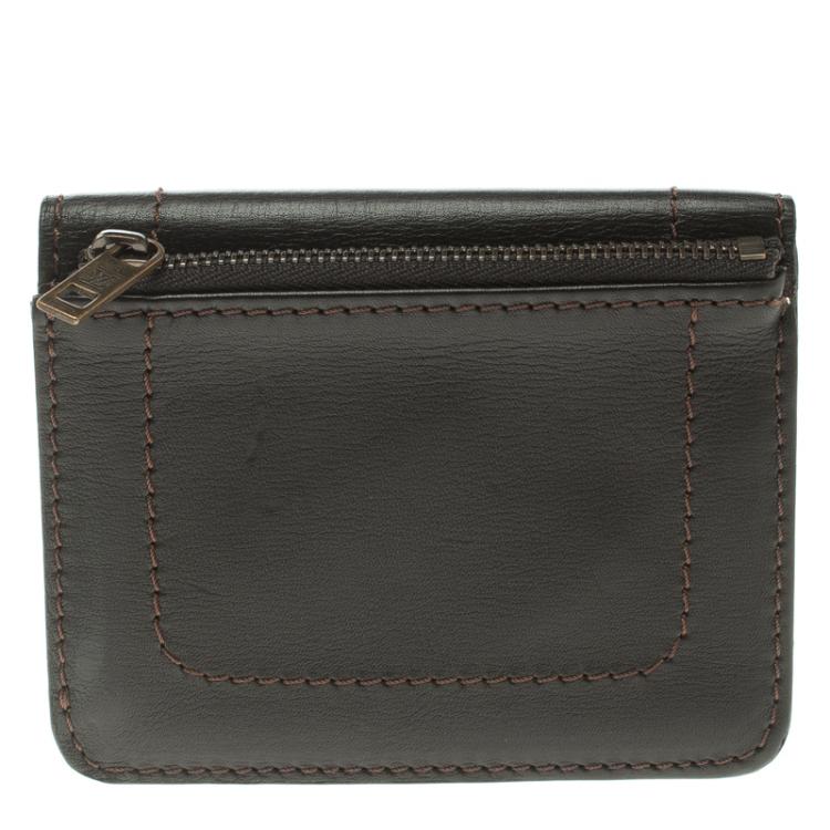 Pre Owned Louis Vuitton Dark Brown Utah Leather Six Card Wallet