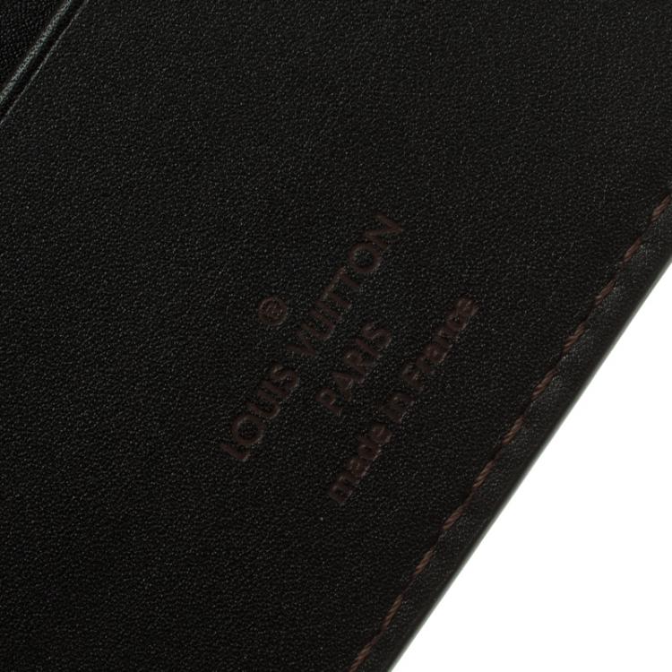 Pre Owned Louis Vuitton Dark Brown Utah Leather Six Card Wallet