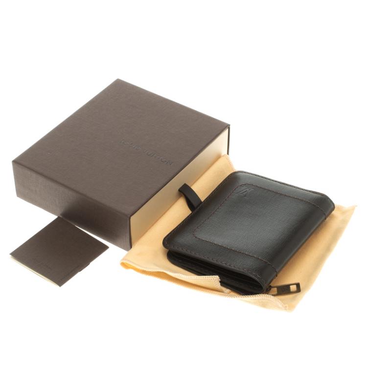 Pre Owned Louis Vuitton Dark Brown Utah Leather Six Card Wallet