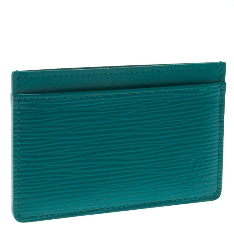 Pre Owned Louis Vuitton Turquoise Epi Leather Card Holder