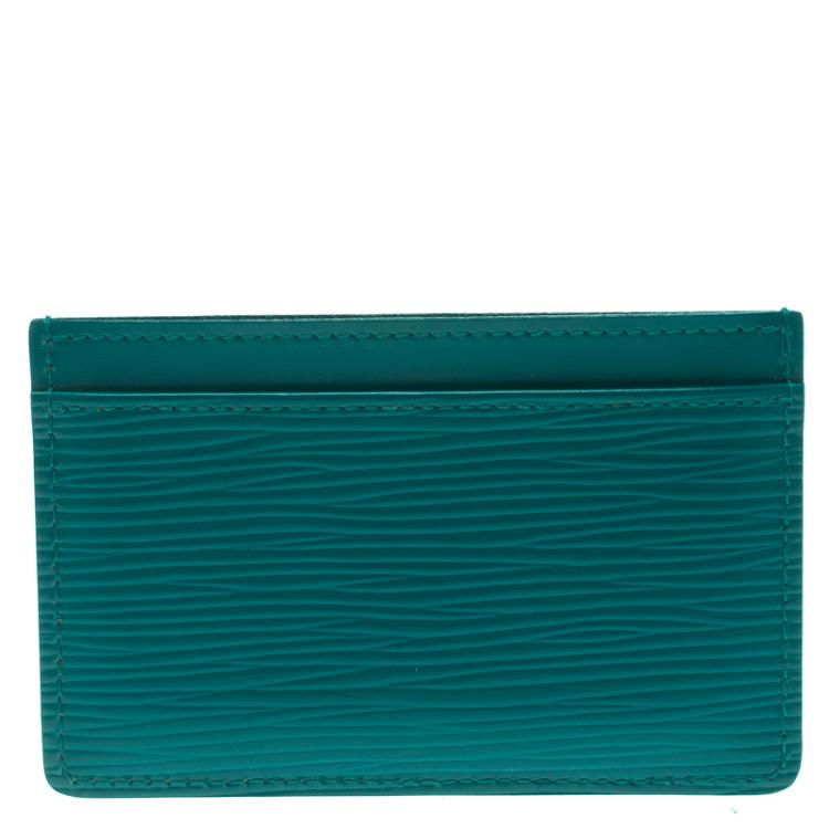Pre Owned Louis Vuitton Turquoise Epi Leather Card Holder