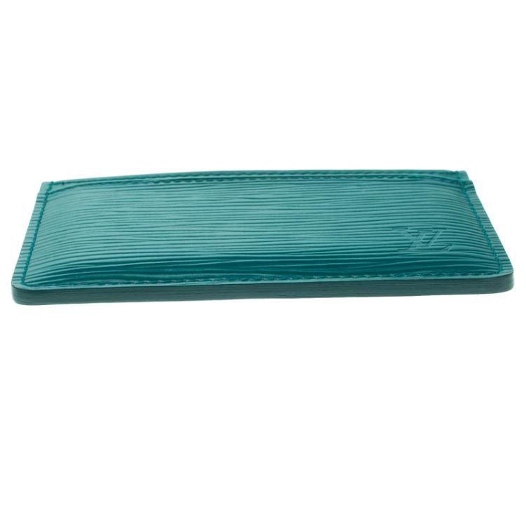 Pre Owned Louis Vuitton Turquoise Epi Leather Card Holder