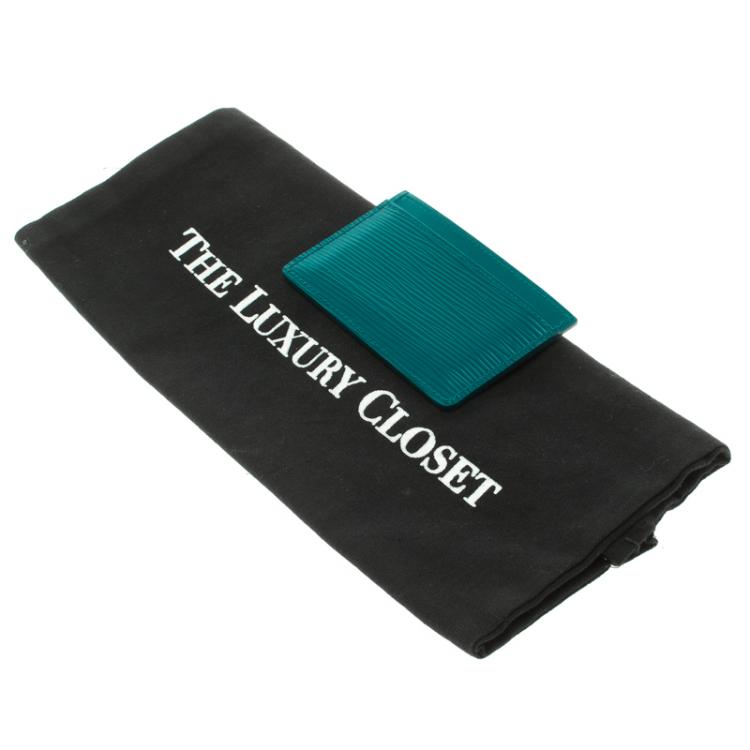 Pre Owned Louis Vuitton Turquoise Epi Leather Card Holder