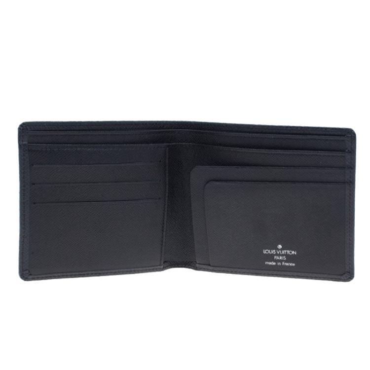 Pre Owned Louis Vuitton Black Taiga Bi Fold Wallet