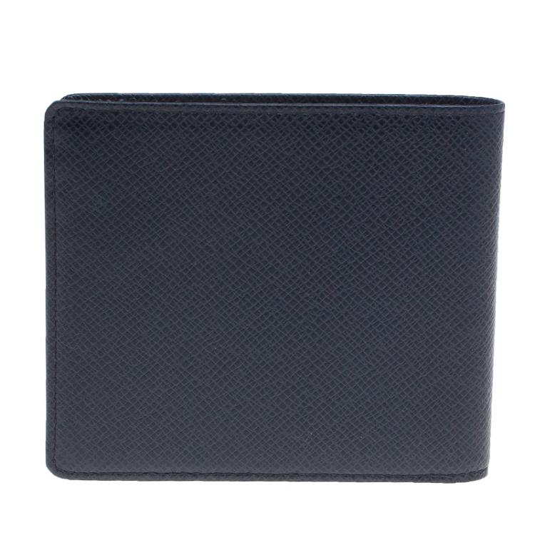 Pre Owned Louis Vuitton Black Taiga Bi Fold Wallet
