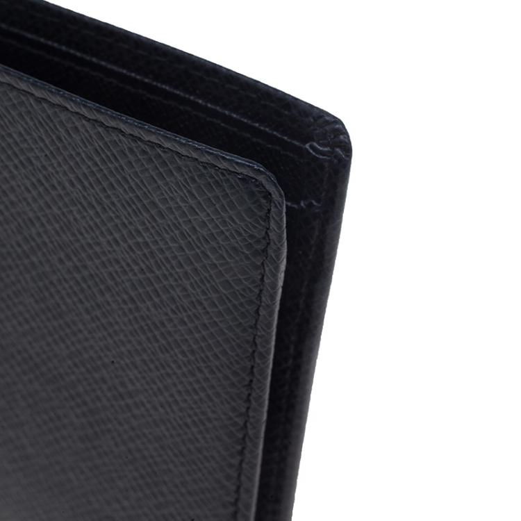 Pre Owned Louis Vuitton Black Taiga Bi Fold Wallet