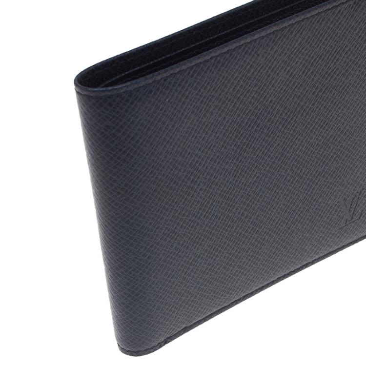 Pre Owned Louis Vuitton Black Taiga Bi Fold Wallet