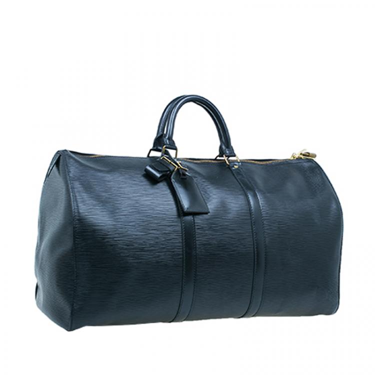 مملوكة مسبقًا Louis Vuitton Black Epi Keepall 50 Travel Boston Bag
