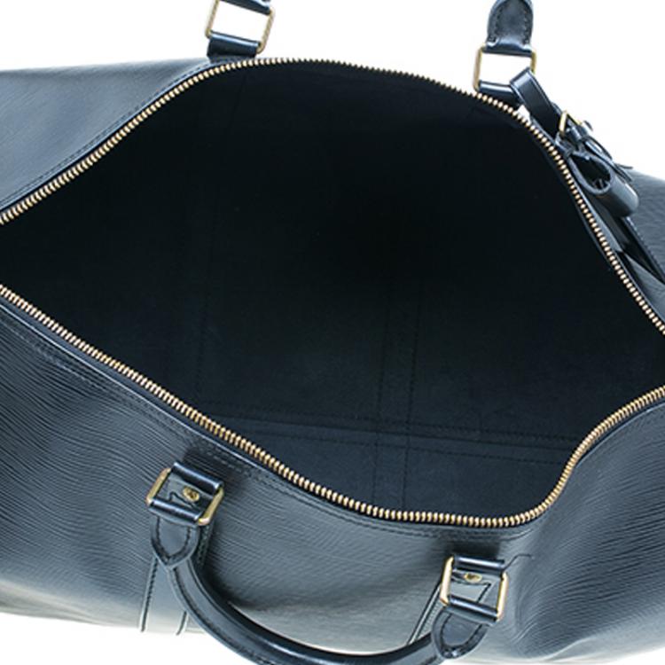 مملوكة مسبقًا Louis Vuitton Black Epi Keepall 50 Travel Boston Bag