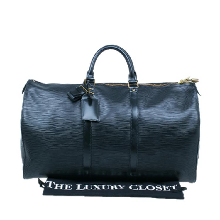 مملوكة مسبقًا Louis Vuitton Black Epi Keepall 50 Travel Boston Bag