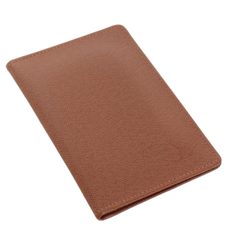 Pre Owned Louis Vuitton Brown Taiga Leather Card Case