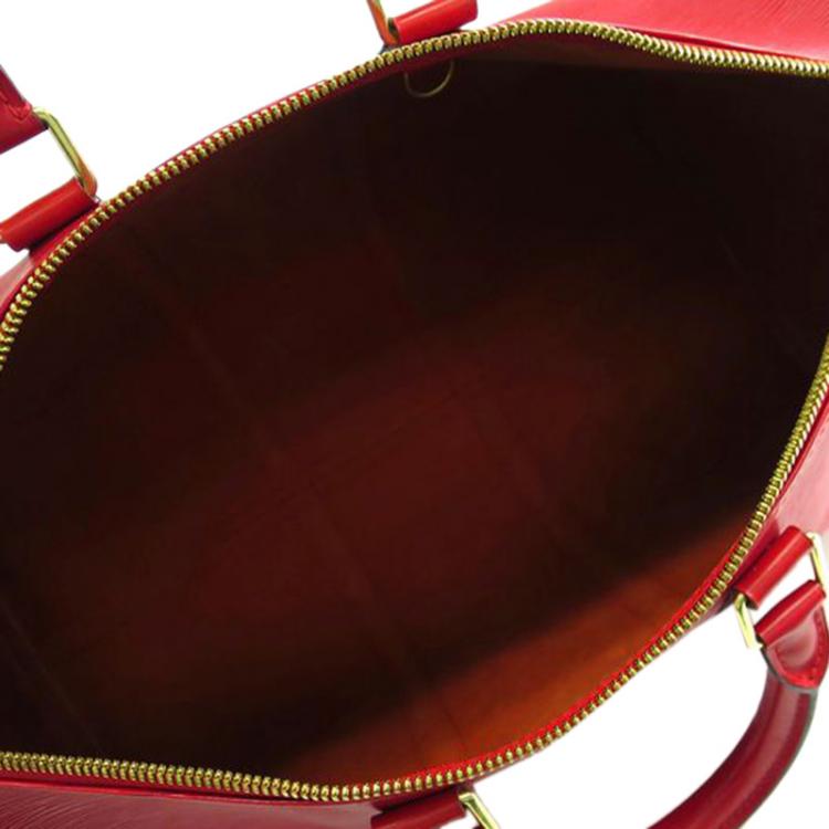 Pre Owned Louis Vuitton Red Epi Leather Keepall 45 Tote Bag