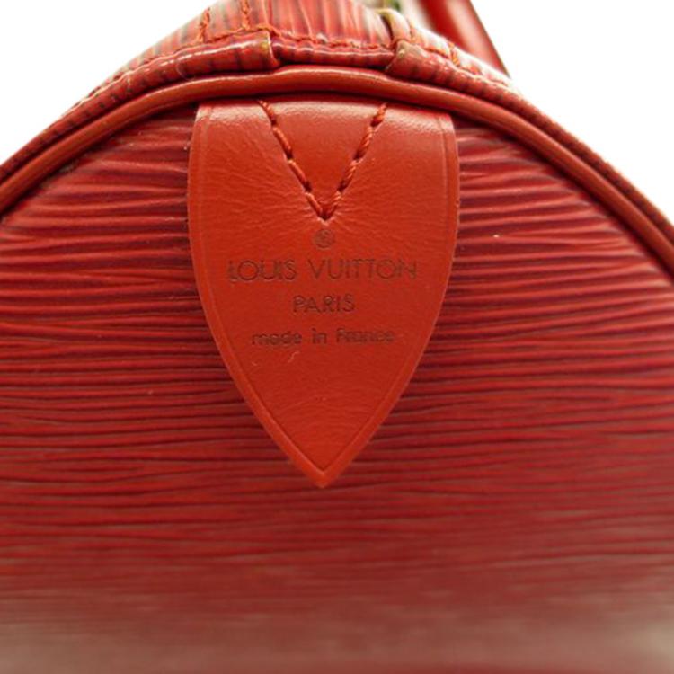Pre Owned Louis Vuitton Red Epi Leather Keepall 45 Tote Bag