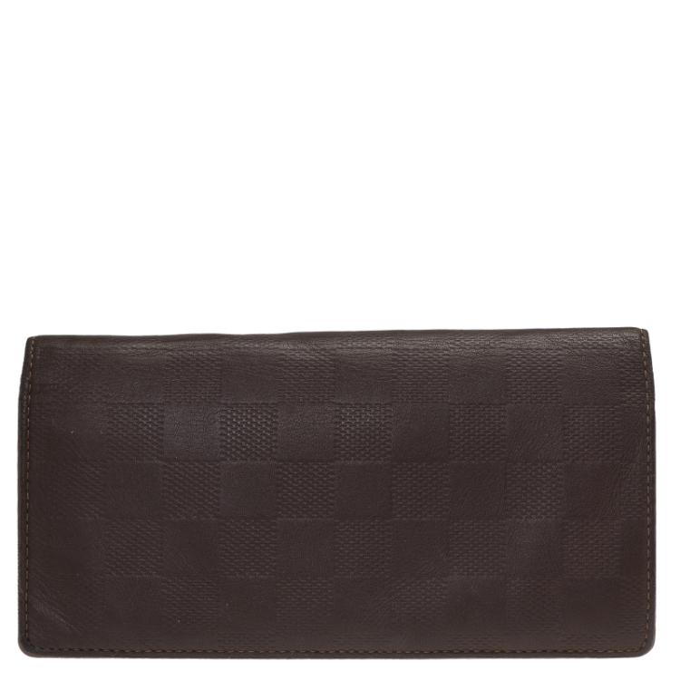 Pre Owned Louis Vuitton Granit Damier Infini Leather Brazza Wallet