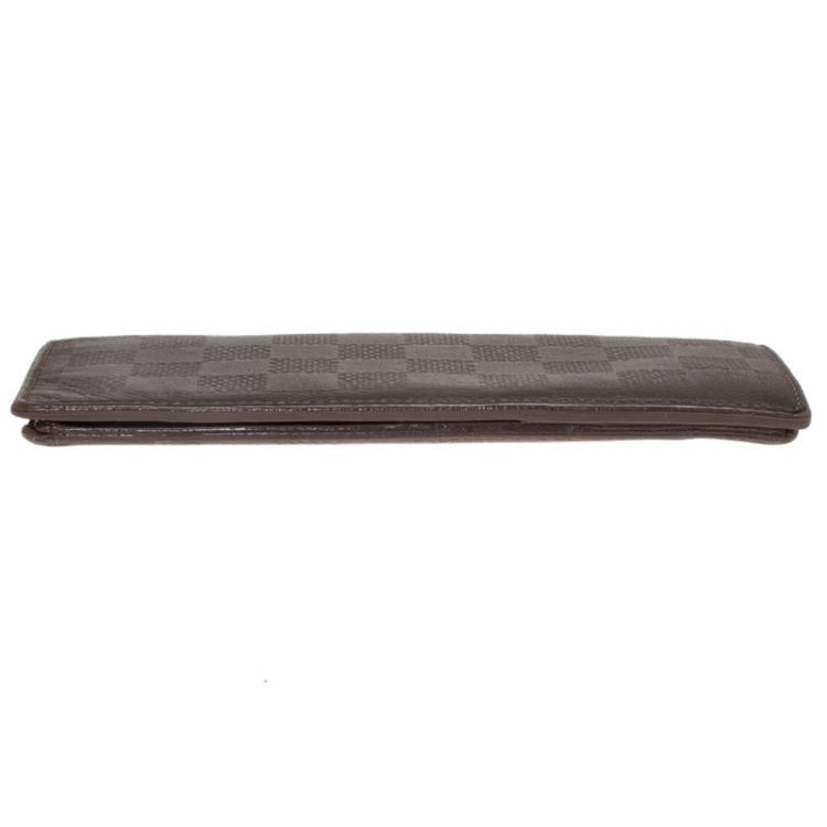 Pre Owned Louis Vuitton Granit Damier Infini Leather Brazza Wallet