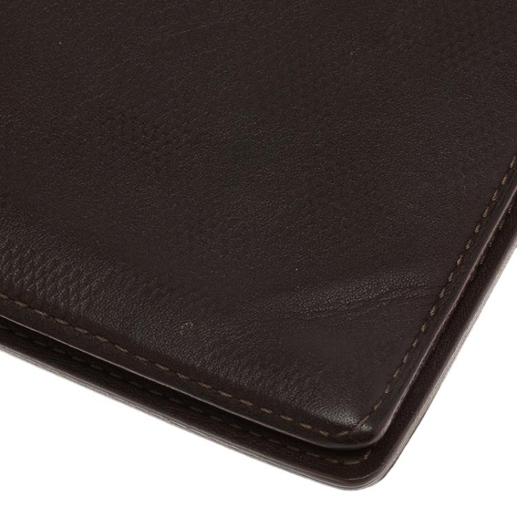 Pre Owned Louis Vuitton Granit Damier Infini Leather Brazza Wallet