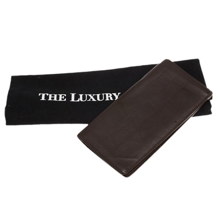 Pre Owned Louis Vuitton Granit Damier Infini Leather Brazza Wallet