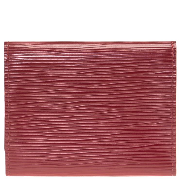 Pre Owned Louis Vuitton Red Epi Leather Business Card Holder