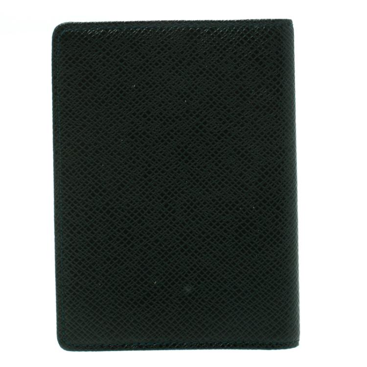 Pre Owned Louis Vuitton Dark Green Taiga Leather Pass ID Card Holder