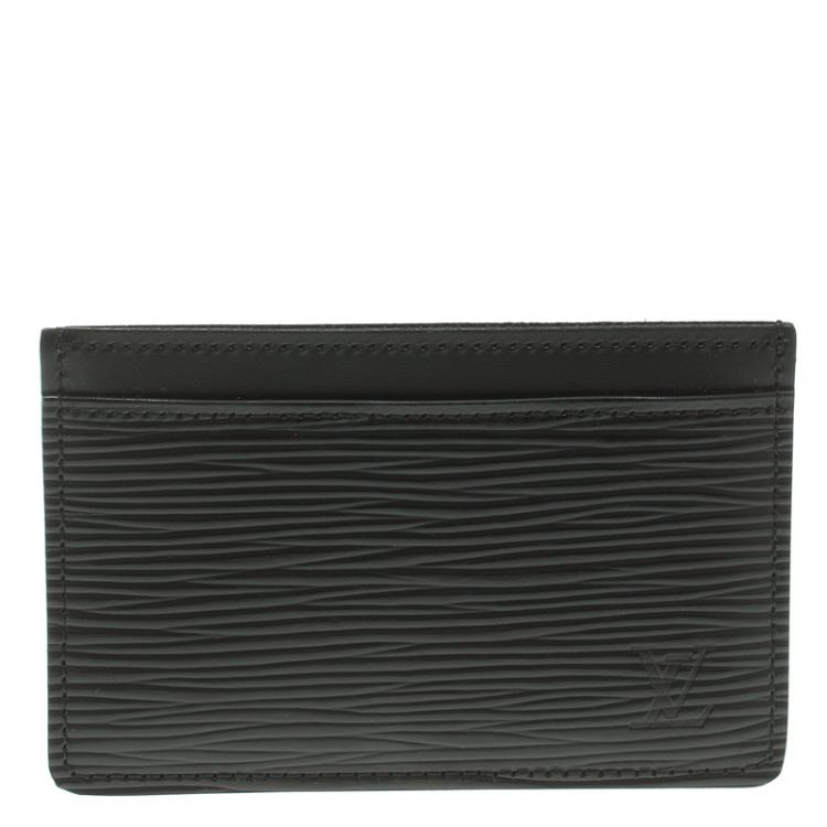 Authentic Louis Vuitton Black Epi Leather Bifold Card Case Holder