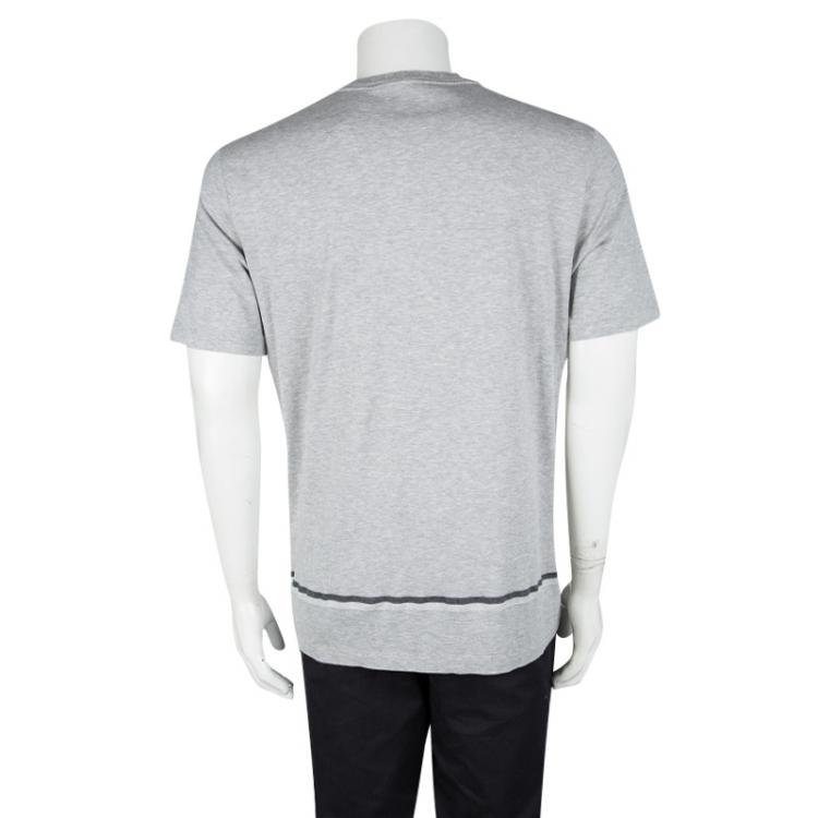 Pre Owned Louis Vuitton Grey Cotton Logo Detail T-Shirt XL