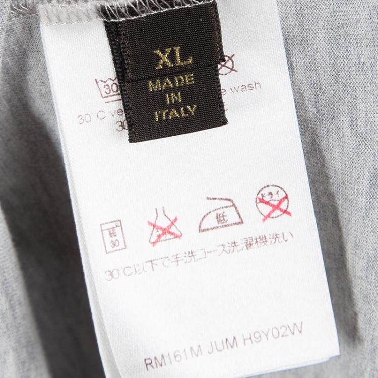 Pre Owned Louis Vuitton Grey Cotton Logo Detail T-Shirt XL