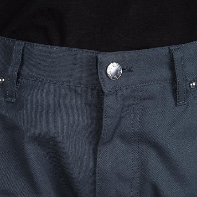 Pre Owned Louis Vuitton Grey Cotton Straight Fit Trousers L