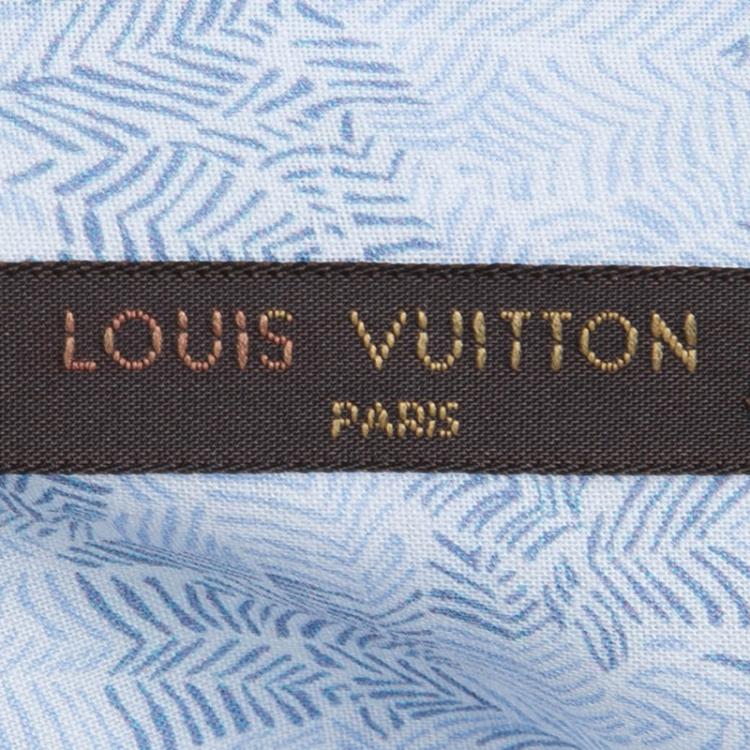 Pre Owned Louis Vuitton Blue Printed Long Sleeve Button Front Cotton Shirt XL